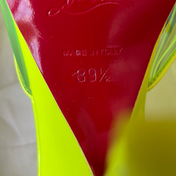 Christian Louboutin just arch 100mm fluo yellow neon stiletto sandal sz 39.5 - Picture 11 of 13